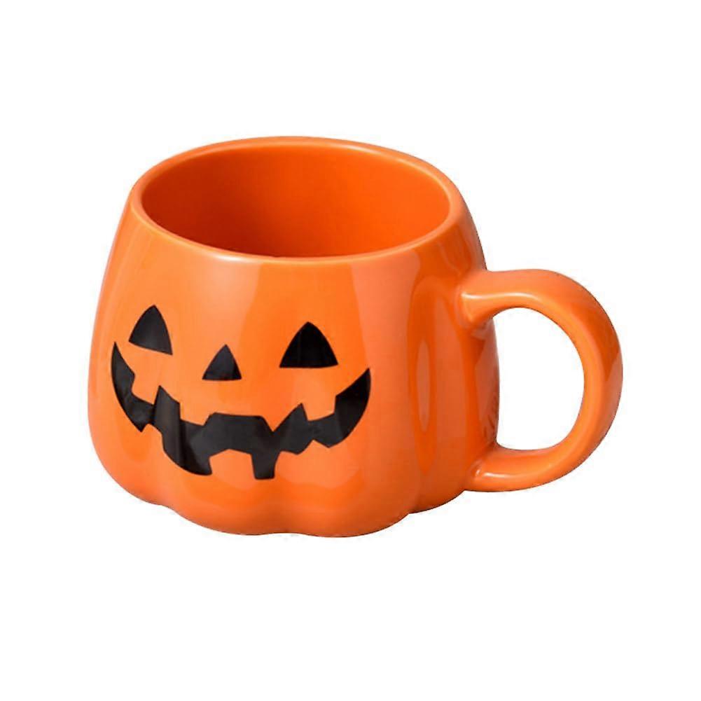 14oz Halloween Pumpkin Coffee Mug with Cute Face Design, Durable Ceramic Cup for Hot Drinks