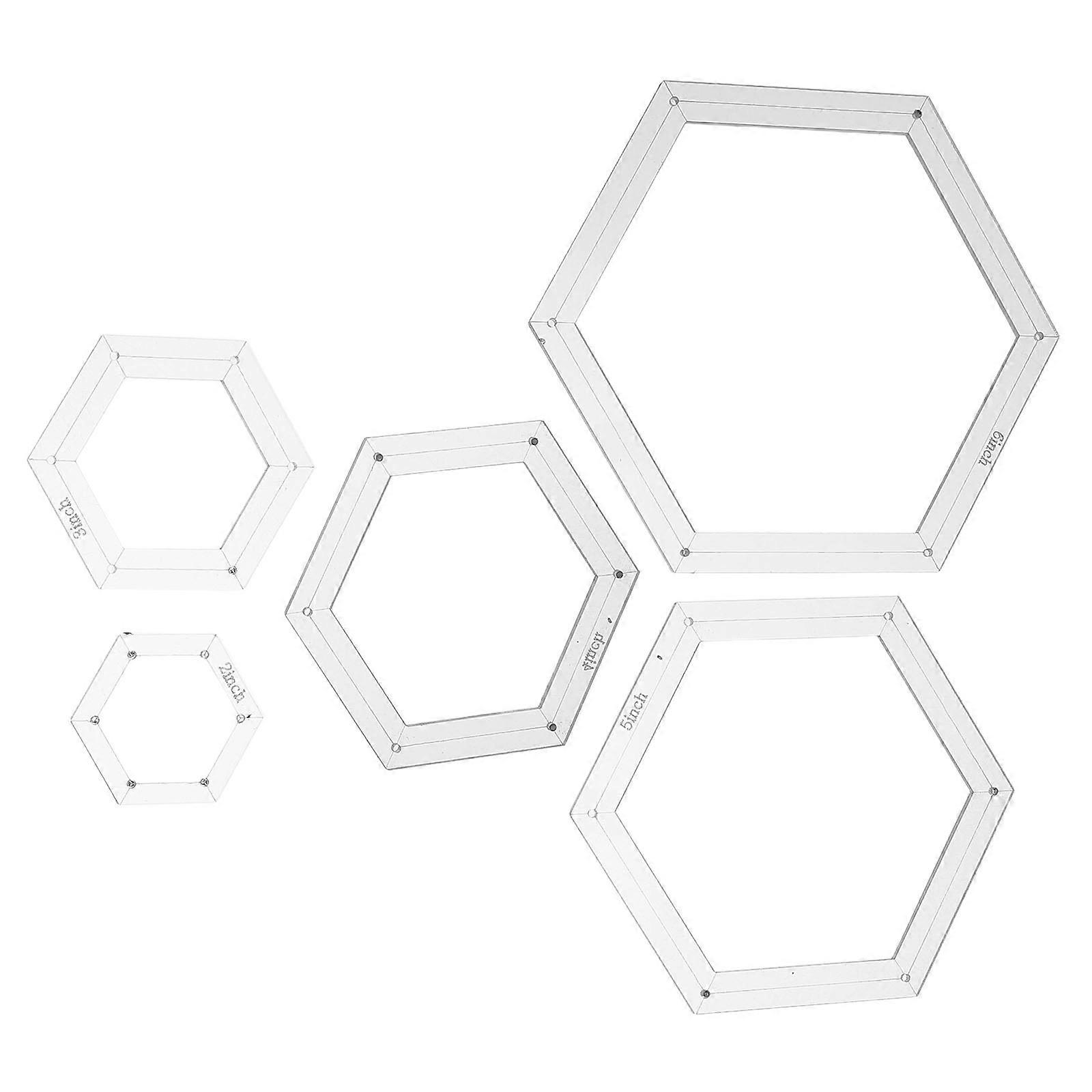 Patchwork Quilting Templates Tool for Sewing 5Pcs White Hexagon Rulers