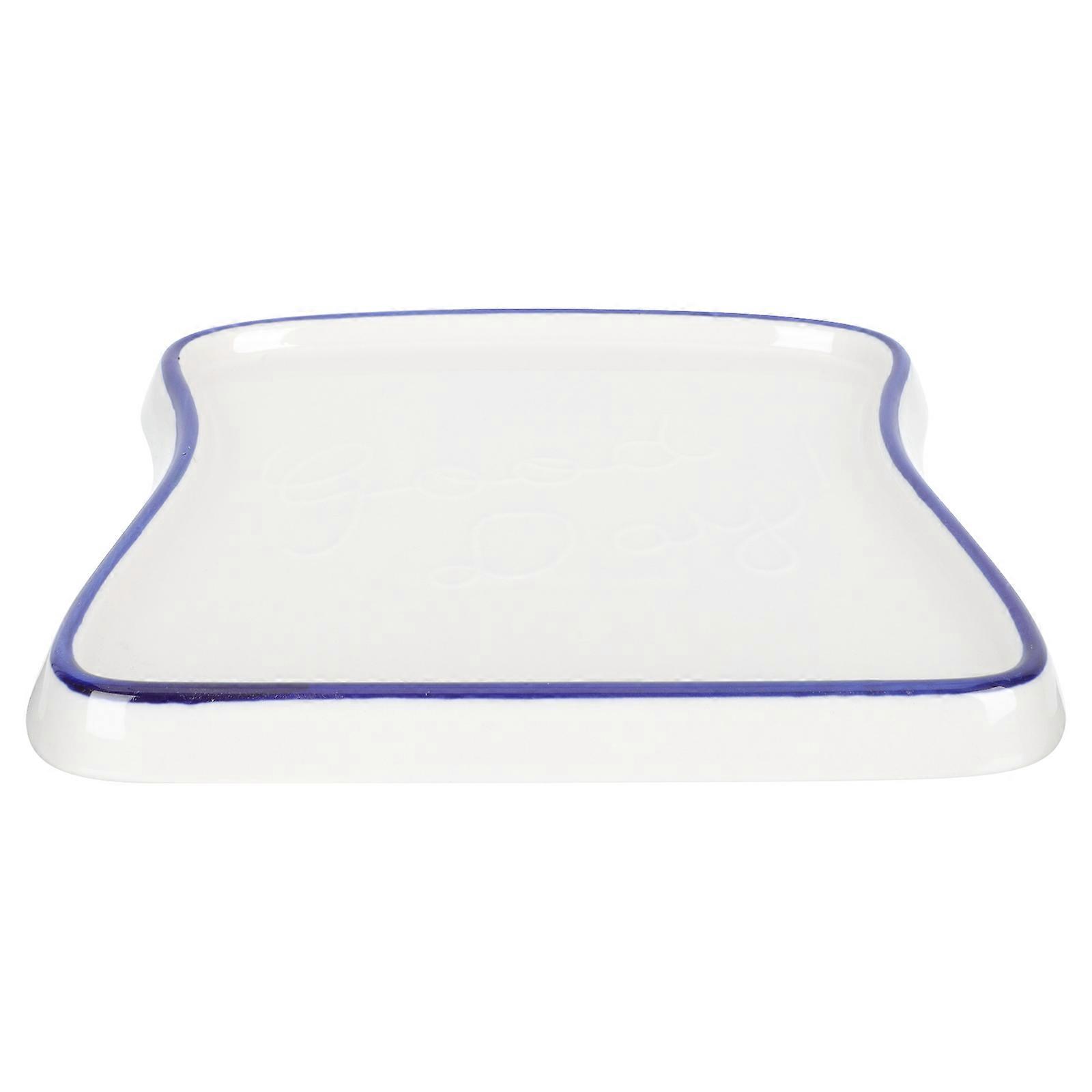 Toast Shaped Plate Ceramic Storage Holder Microwave Heating 1Pcs