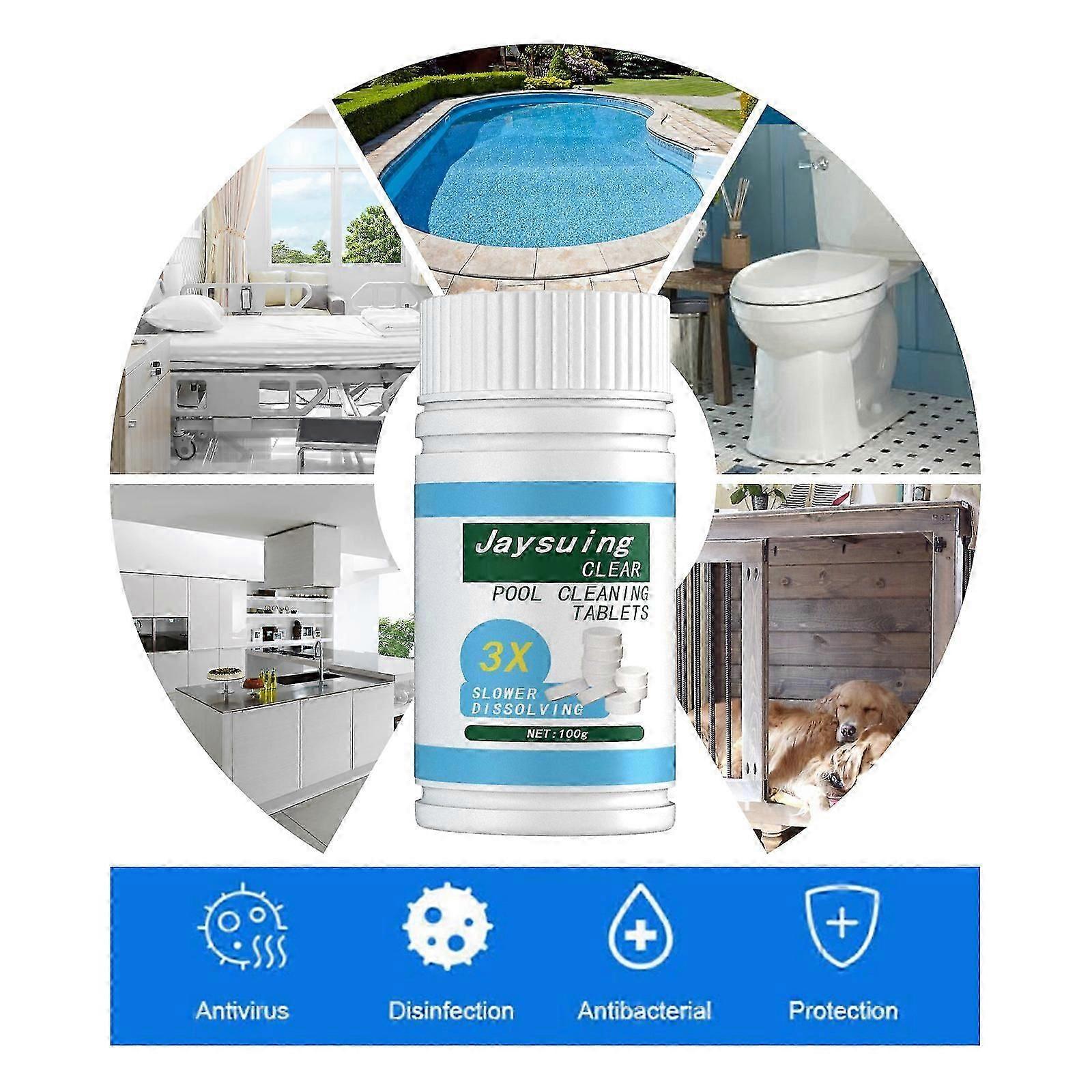 Jaysuing Pool Chlorine tablets CleaPool Cleaning Tablet 100 Pcs