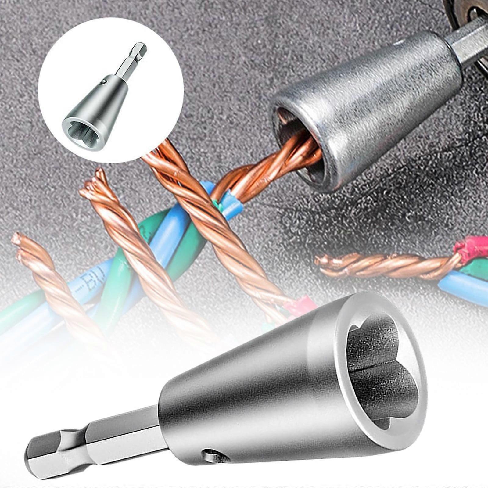 myvepuop Wire Twisting Tool, Compatible with Power Drill, Wire Stripper & Connector for Cable, Silver
