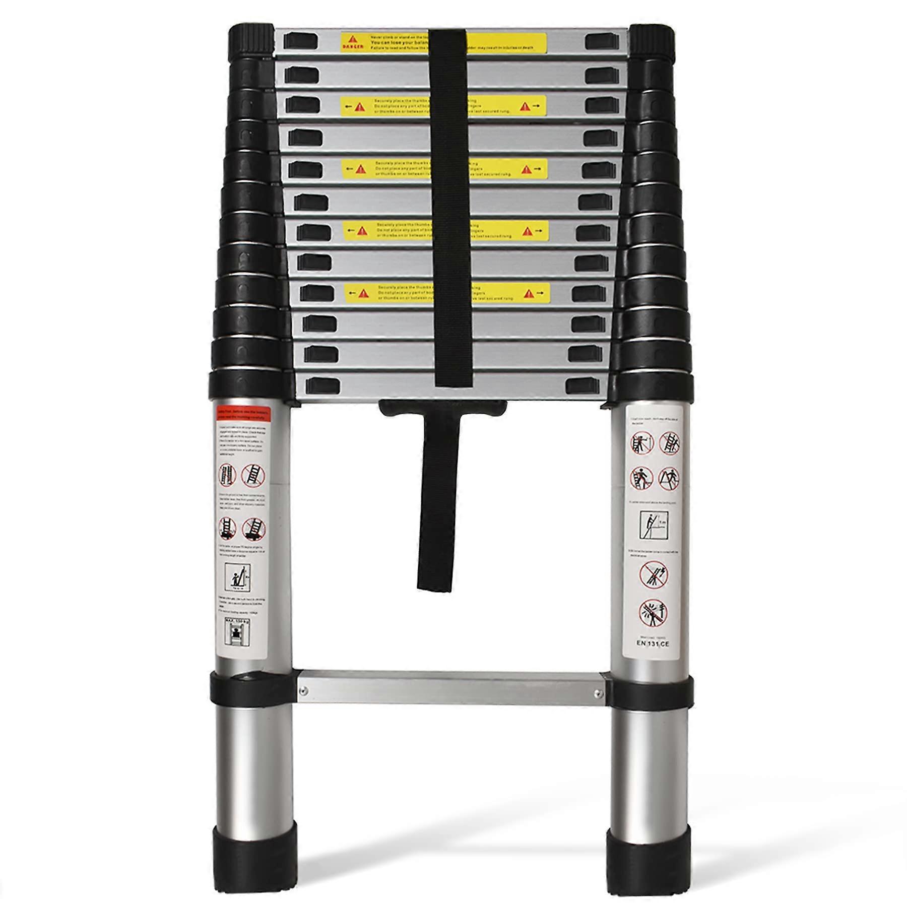 Telescoping Extension Ladder 14.5 FT Aluminum, Foldable Adjustable Height with NonSlip Feet, 330 lbs Capacity for RV Attic