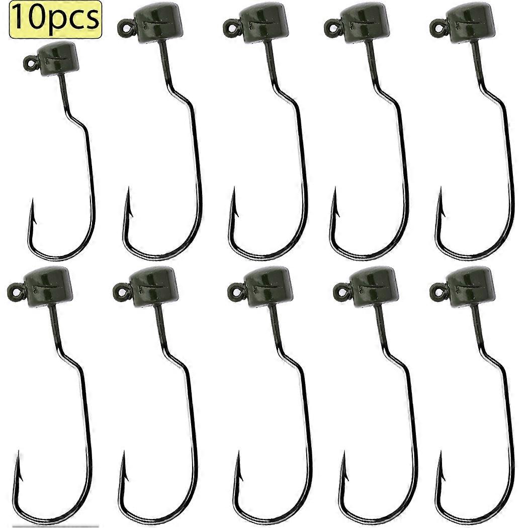 10 pi��ces Ned Rig t��te de gabarit sans pied crochet barbel�� pointu pour leurre souple bar brochet truite pond��r�� ver appat mat��riel de p��che
