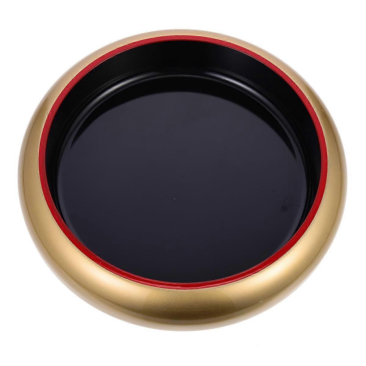 Gold Round Plastic Sushi Serving Plate with Smooth Safe Edges for Elegant Food Presentation
