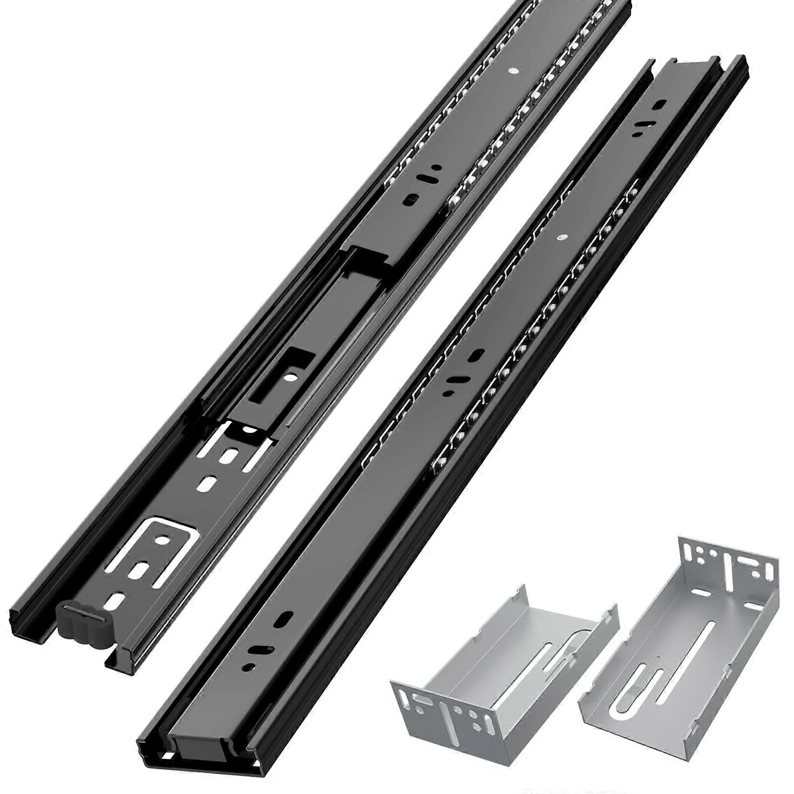 5 Pairs 8 Inch Full Extension Drawer Slides Black with Rear Mounting Brackets Durable Steel