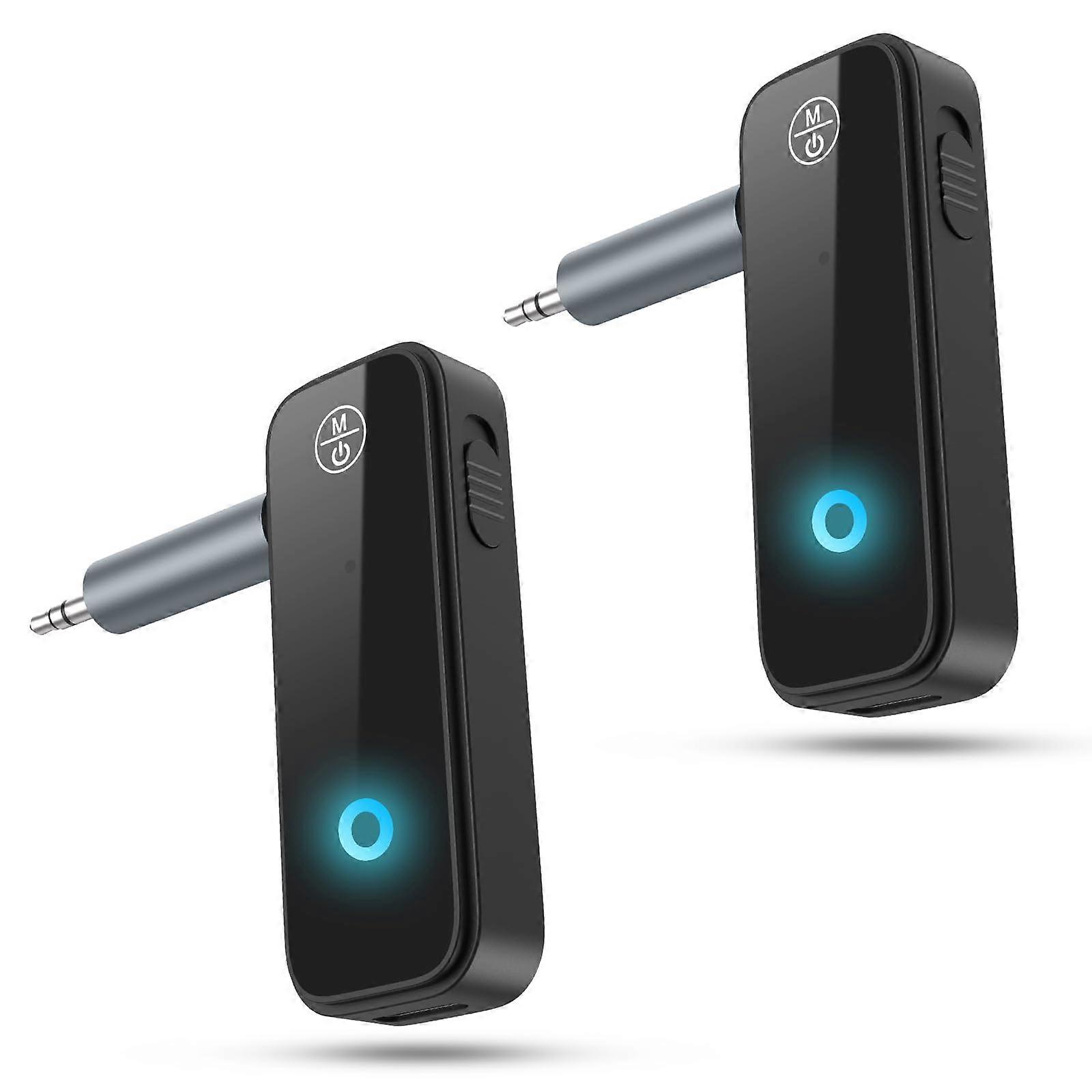 2 Pack Bluetooth AUX Adapter 5.3 for Car, 2 in 1 Receiver Transmitter with Mic Handsfree Calls