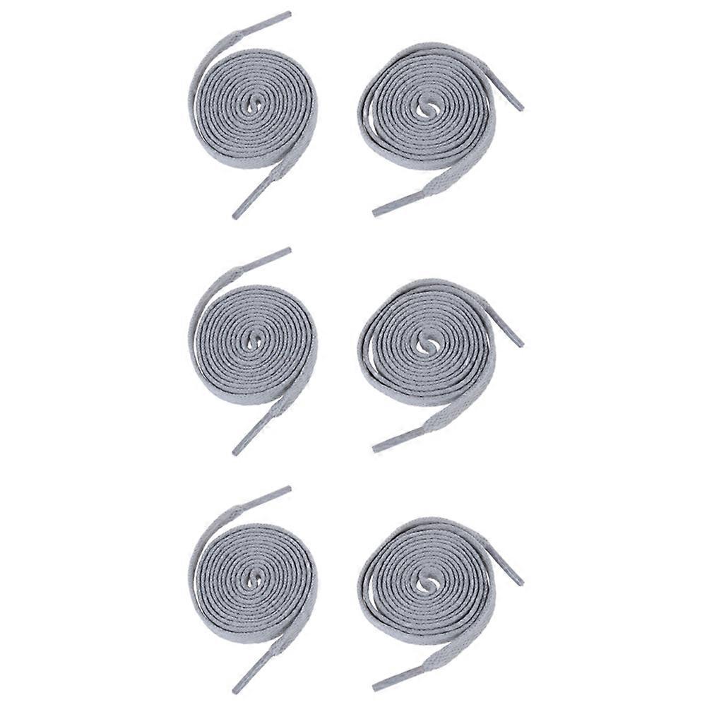 Trainers Plastic Tips 52.4 Long Grey Flat Wide Shoe Laces Strings 6Pcs