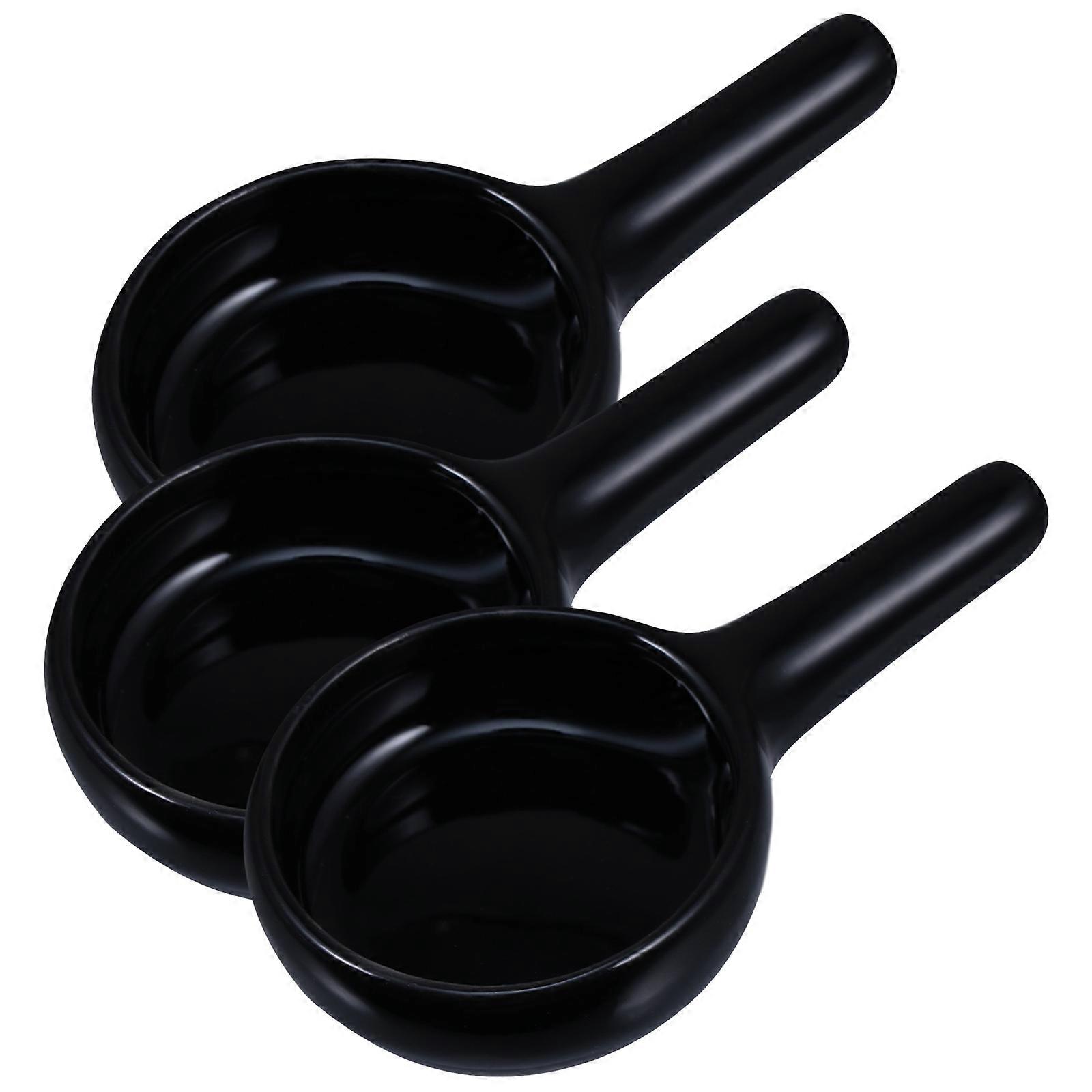 Ceramic Candlestick Holder for Storage 3Pcs Black Candle Tray with Handle