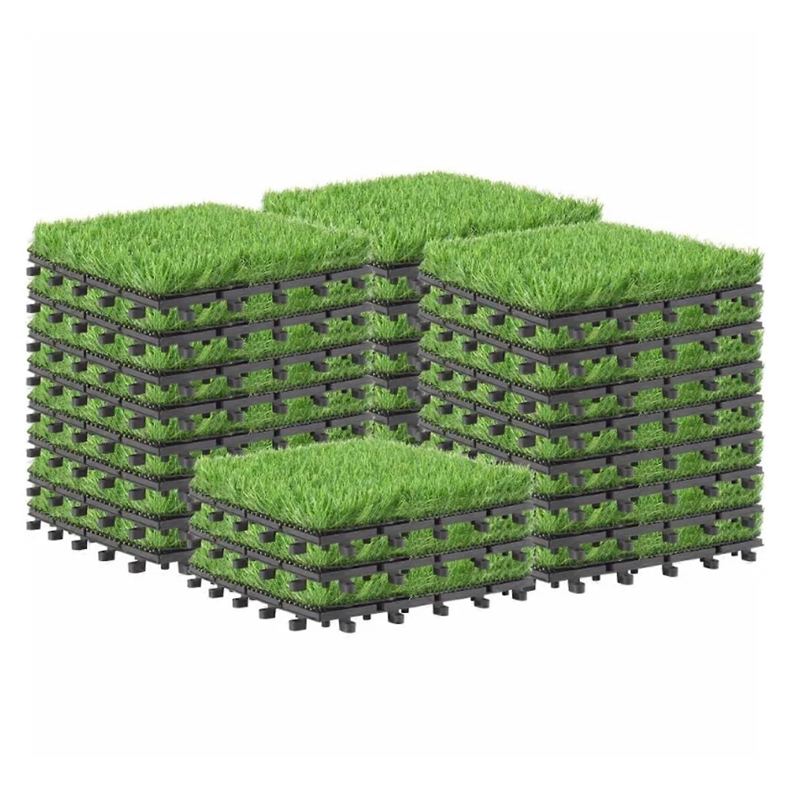 Artificial Grass Tiles 30x30cm Soft Touch Interlocking Turf for Patio Balcony Backyard AllWeather