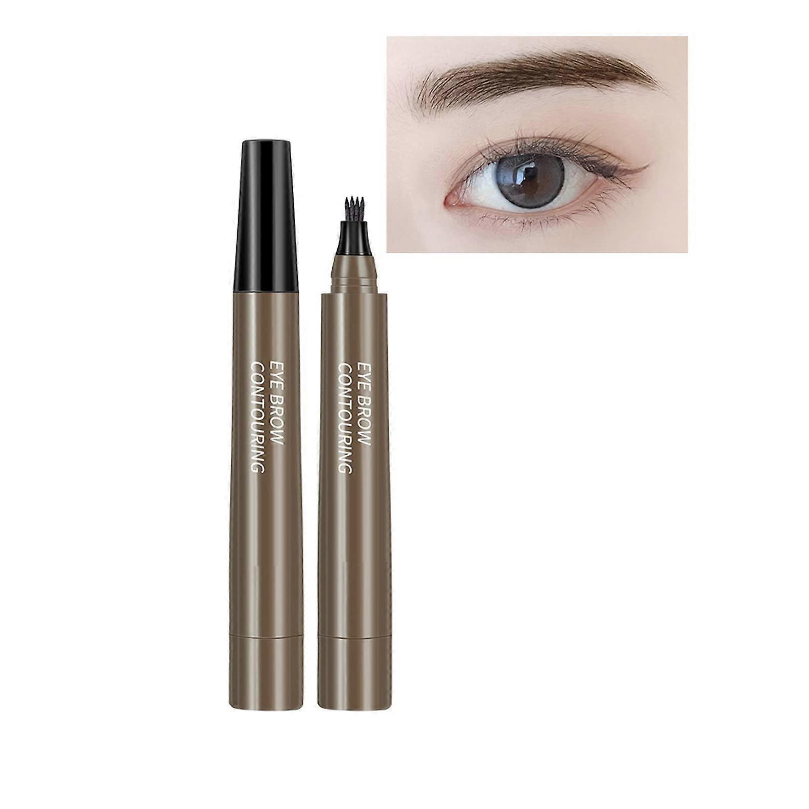 Waterproof Micro Fork Eyebrow Pen with Precise 4 Tip Design, Long Lasting Smudge Proof, 1PC 4#