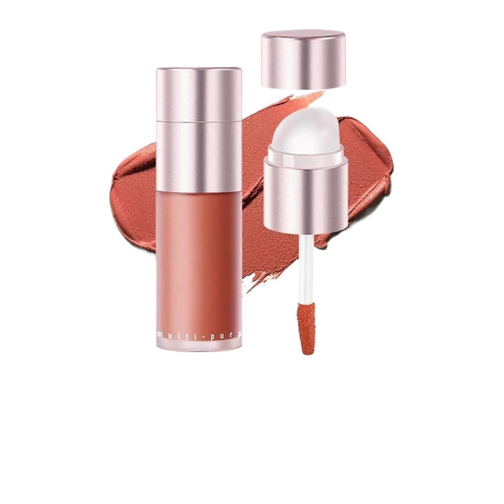 Cream Blush Stick with DoubleEnded Brush, MultiUse Matte for Cheeks Lips Eyes TravelFriendly