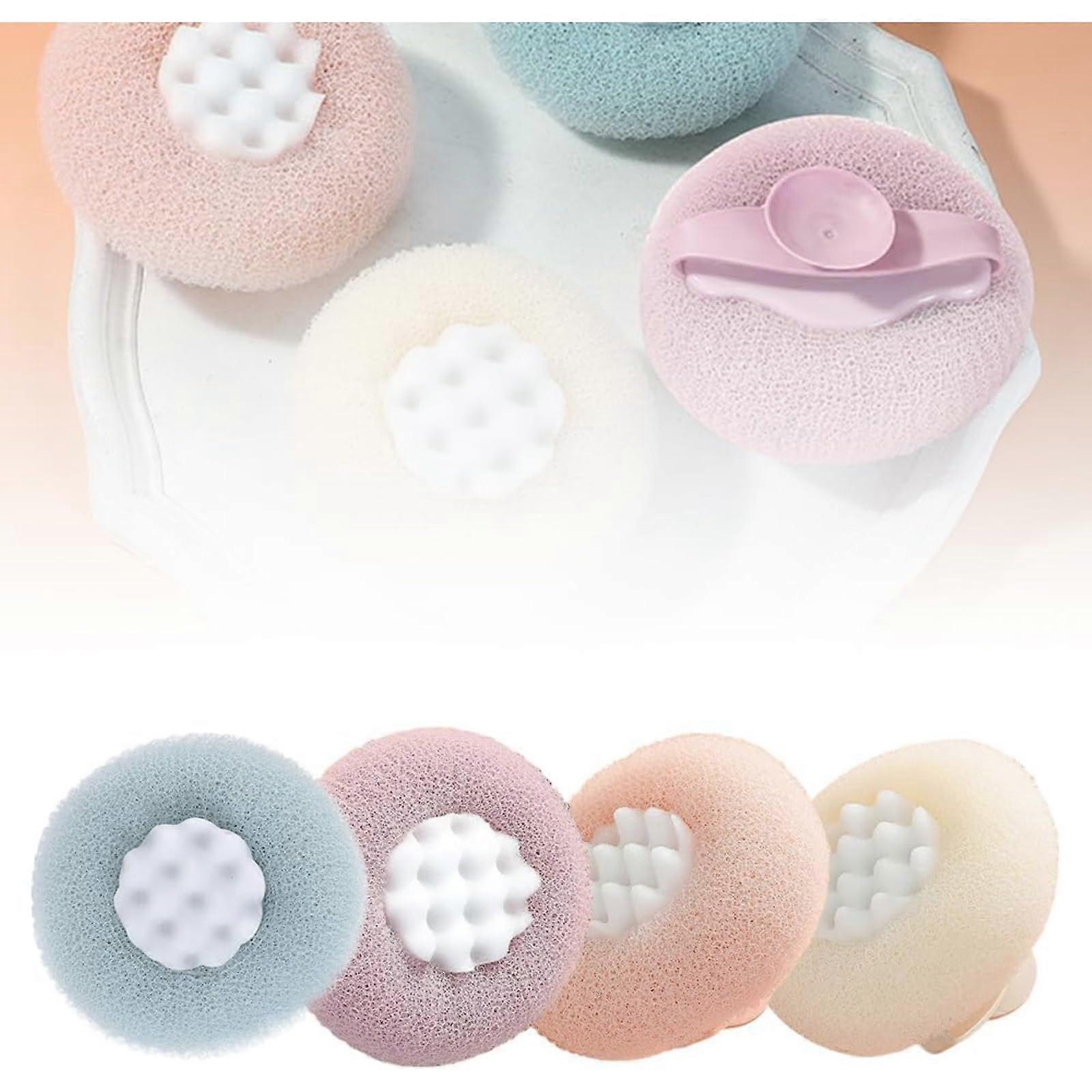 Super Soft Sunflower Bath Sponge and Shower Loofah Set with Suction Cup, QuickDrying Mesh, 4pcs