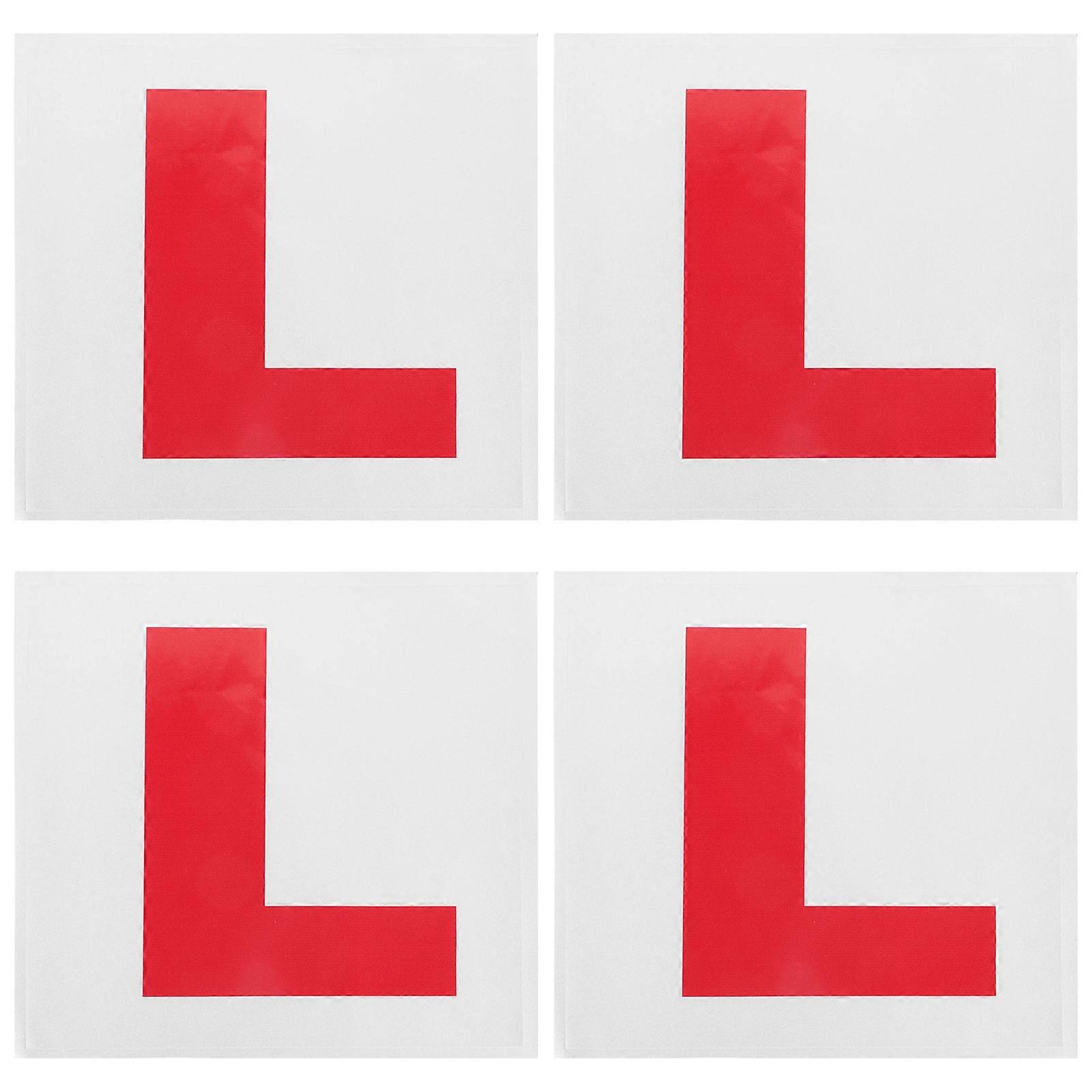 Red L Shaped Car Stickers for Learner Driver Warning 4Pcs Set
