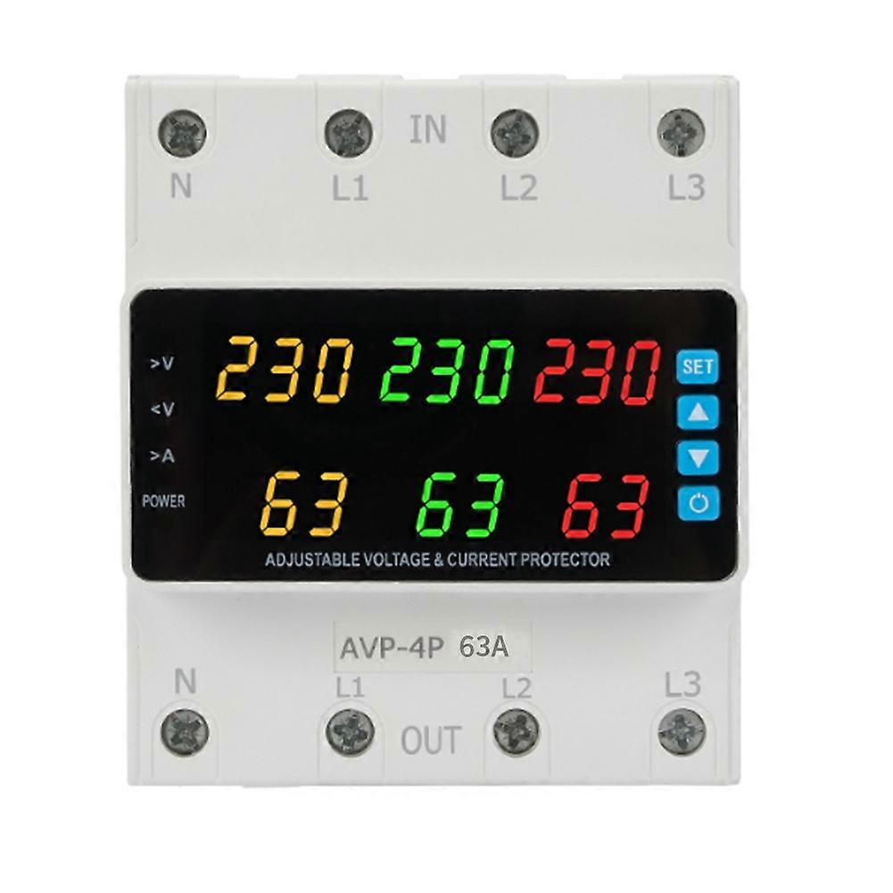 3 Phase 220-380v Voltage Relay 63A Changeover Switch Overvoltage/Undervoltage/ Overcurrent/Phase Loss Protection Keep