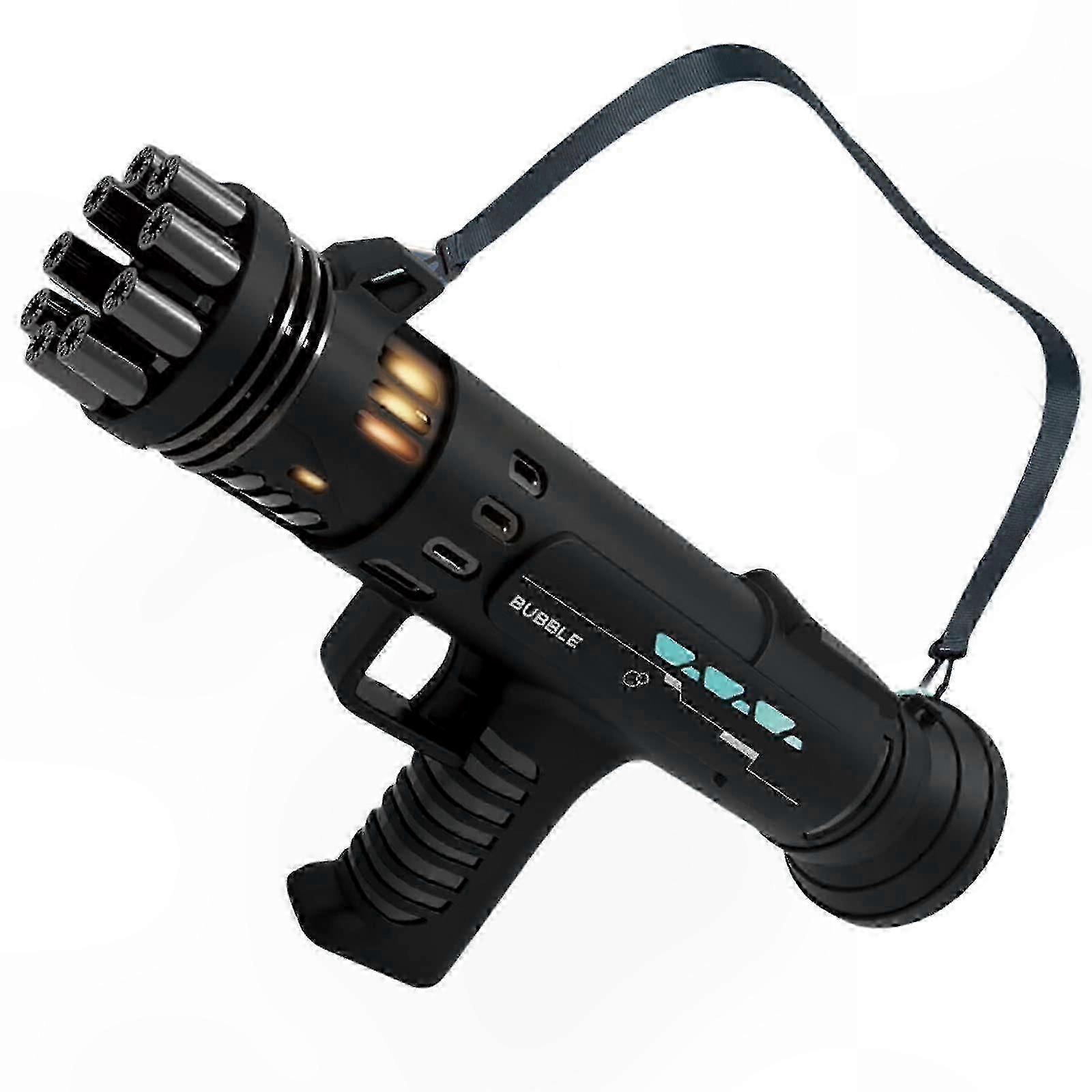 Automatic Bubble Blowing Machine with LED Lights, Battery-Powered Rocket Launcher Design for Kids