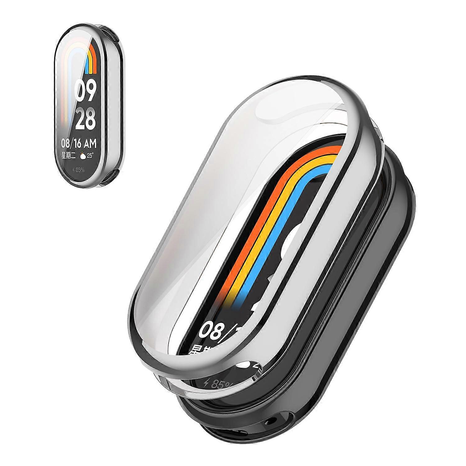 TPU Case with Clear Screen Protector AntiScratch Smooth Touch Silver for Xiaomi Smart Band 10 Ref:4270