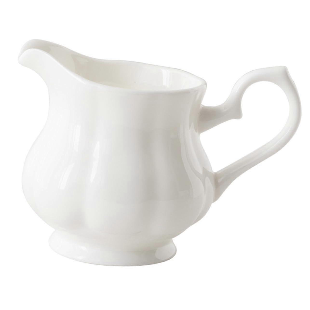 Ceramic Creamer Pitcher with Ergonomic Handle, Drip Pouring, Microwave and Dishwasher Safe