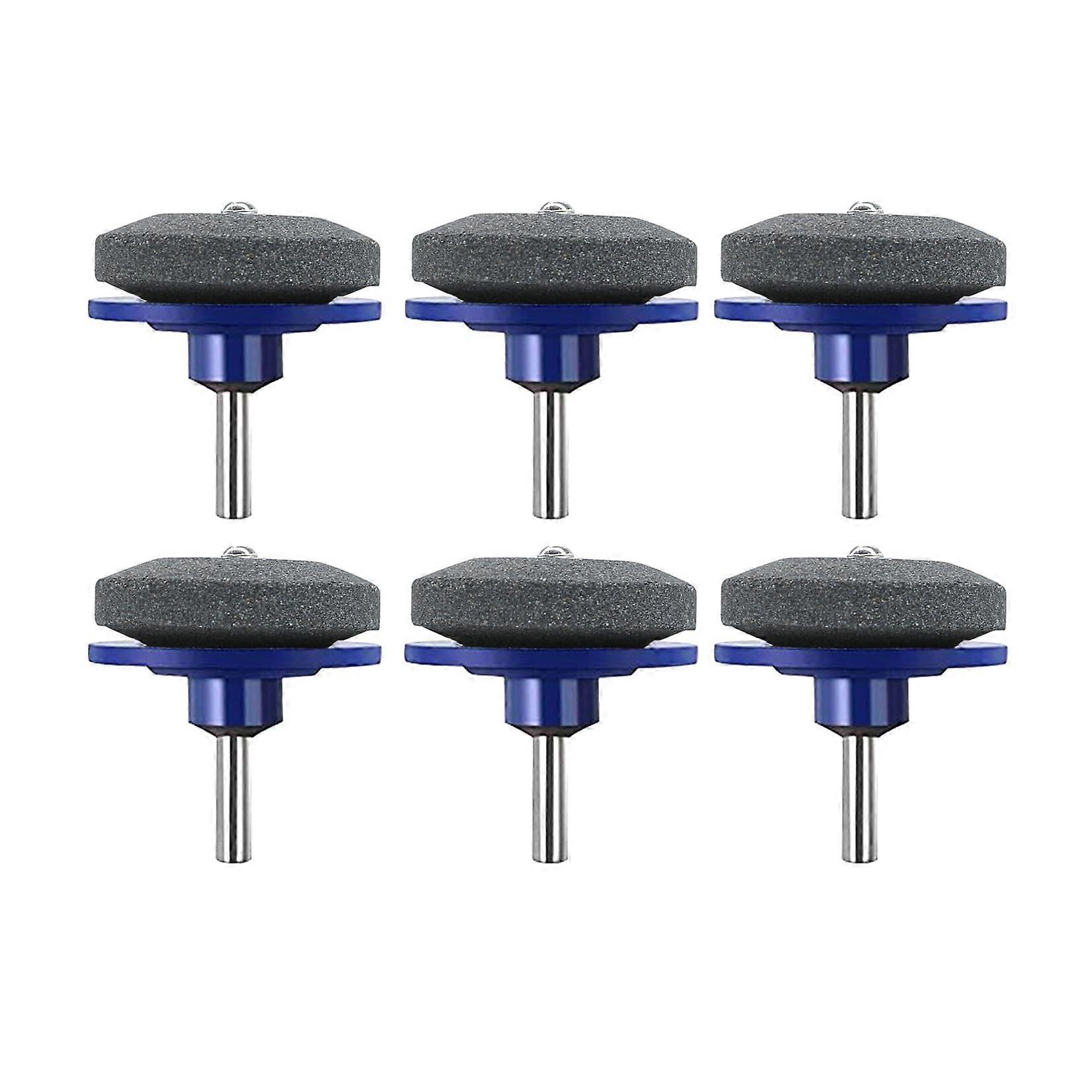 Lawn Mower Blade Sharpener and Balancer Set for Power Drill, Durable Whetstone, 6PCS Blue