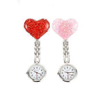 2Pcs Fashionable Simple Nurse Clip on Hanging Pocket Watch Perfect For Students