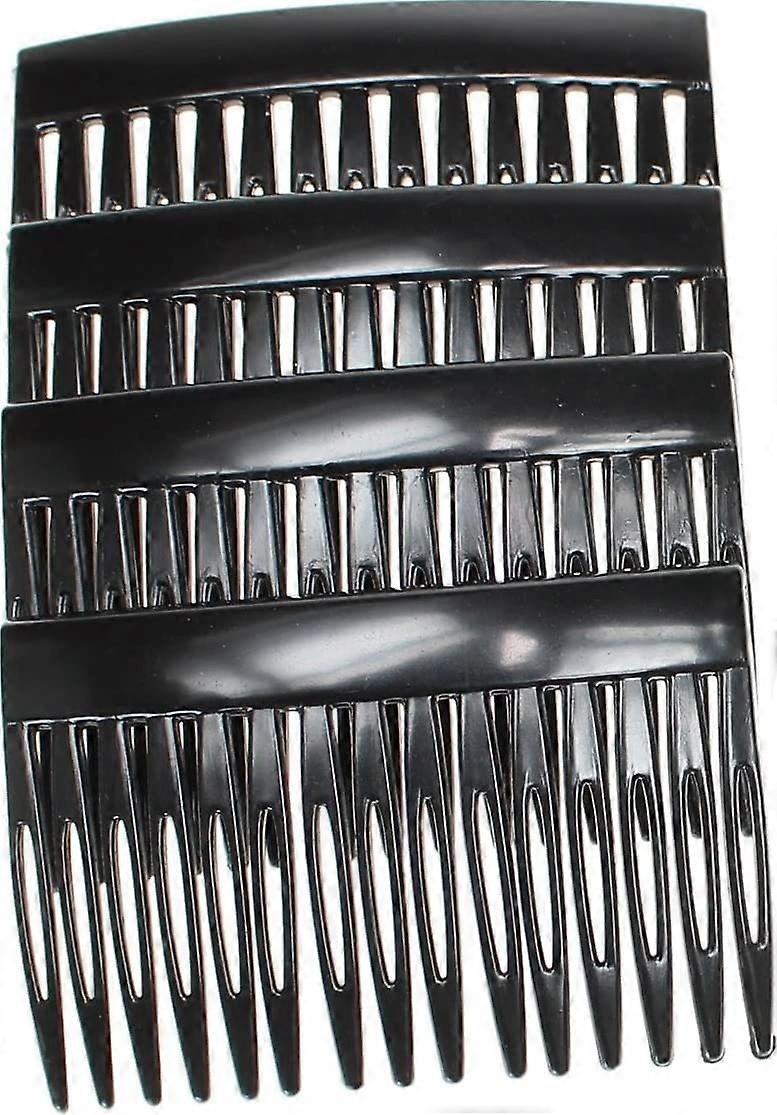 4 Pack 7cm Black Hair Side Combs for Women Secure Side Sections and Versatile Styling