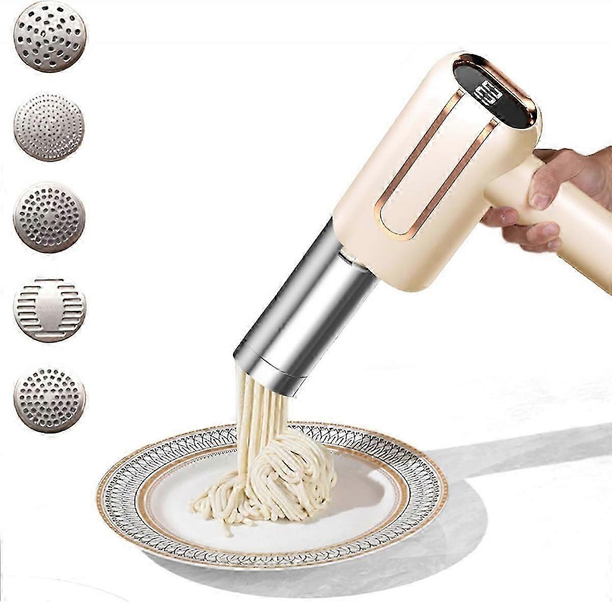 Handheld Electric Noodle Maker 5-in-1 Wireless Noodle Maker with Battery Level Display Automatic Noo