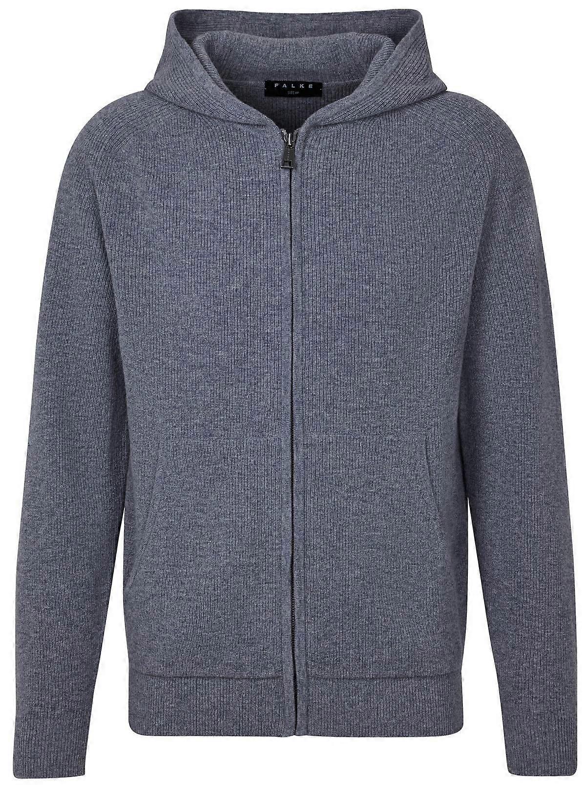 Falke Ribbed Lambswool Zip Jacket - Grey Mel
