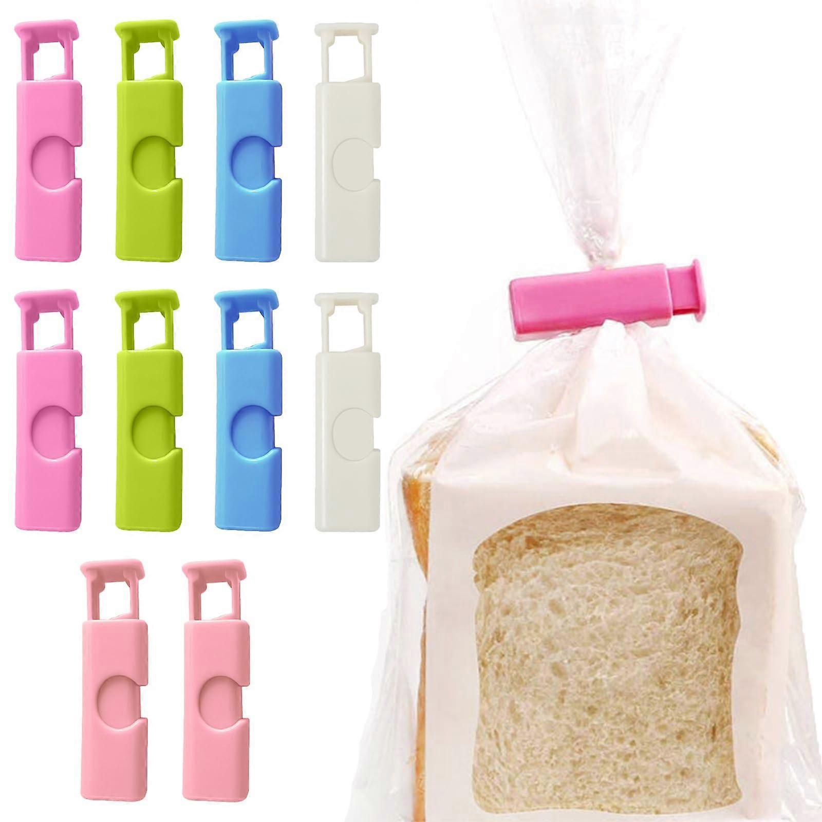 Bread Bag Clips 10 Pack Airtight Seal Reusable Easy Press Lock for Snacks Frozen Food MultiColor
