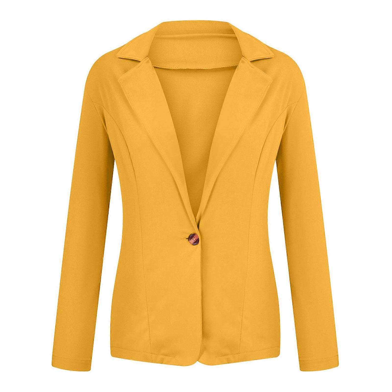 Women Suit Coat Lapel Long Sleeve Slim Fit Single Button Suit Jacket Solid Color Versatile Basic