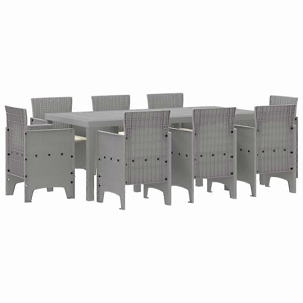 vidaXL Tuin Eetset 9 pcs Lichtgrijs Polypropyleen