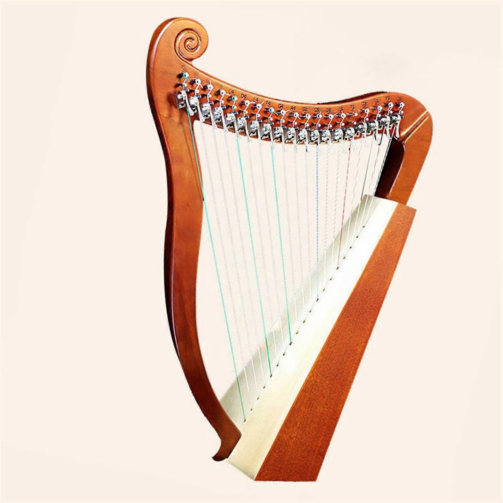 19 String Mahogany Lyre Harp with ColorCoded Strings and Carrying Bag for Beginners