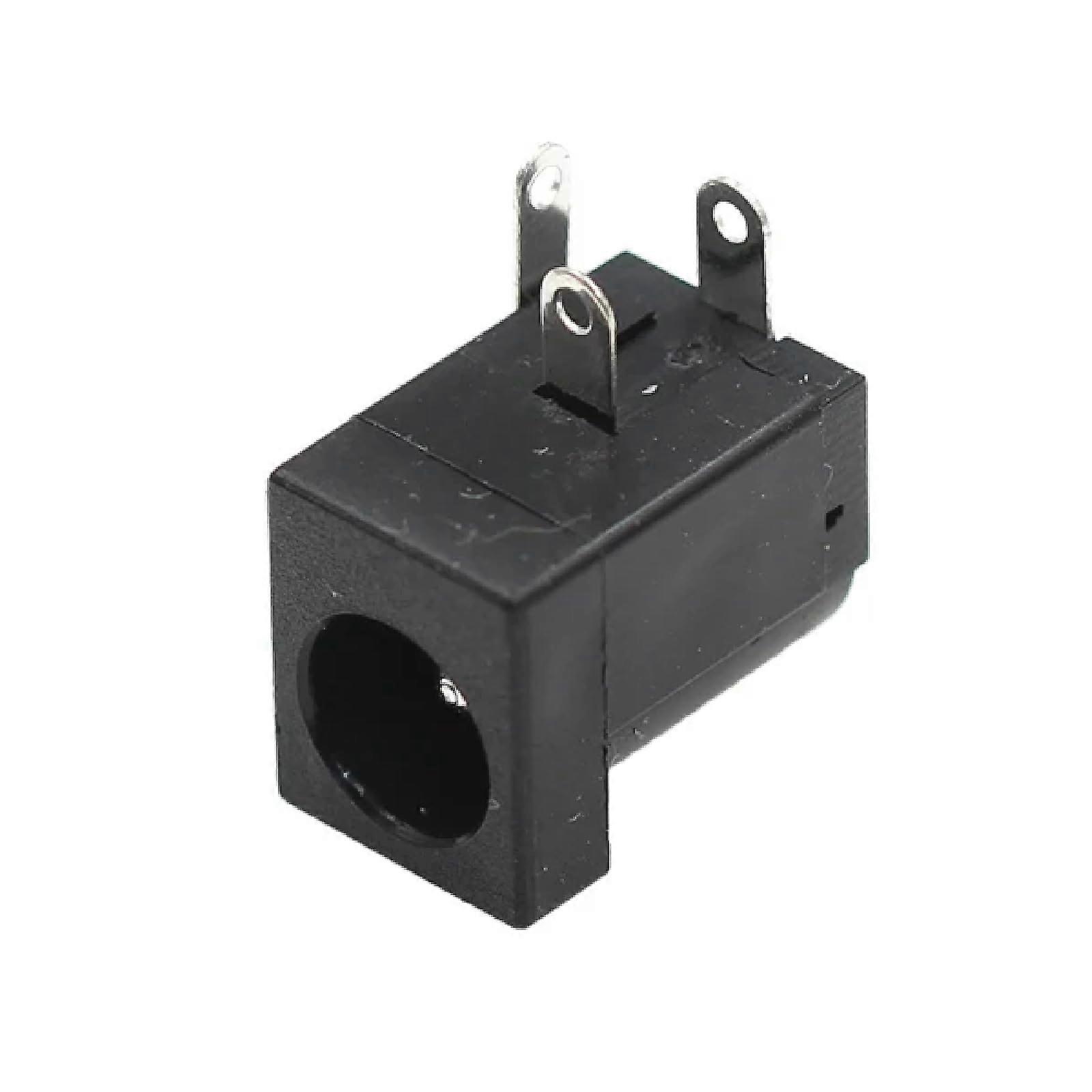 DC Power Jack 5.5x2.1mm Right Angle PCB Mount Connector Black Nylon Housing 10 Pack