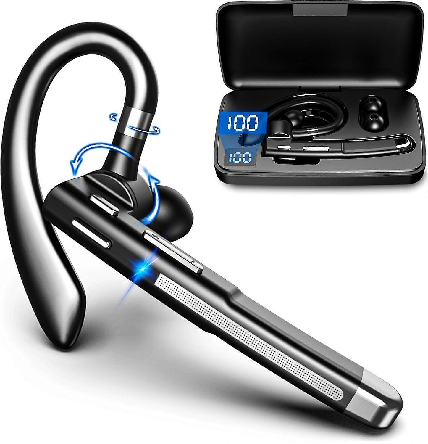 Bluetooth Headset with Noise Reduction Mic, 60H Battery, Wireless Earpiece for Driving and Work