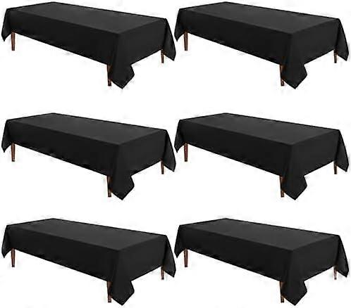 60x120in Black Polyester Rectangle Tablecloth (6-pack), Stain & Wrinkle Resistant, Compatible with Rectangular Tables