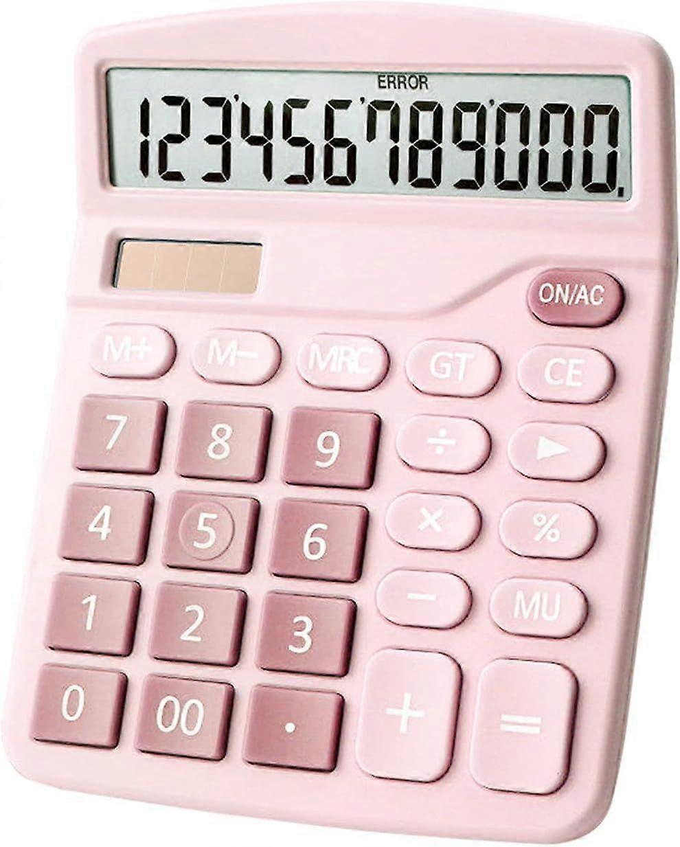 12 Digit Standard Function Desktop Calculator - Pink, -Adlala