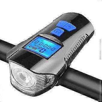 Led Bike Light Computer Bike Light avec écran lcd meter et 120db Bell Shockproof Lighting Waterproof Ipx64 Cyclist 4 Modes de luminosité Usb Bike Lamp