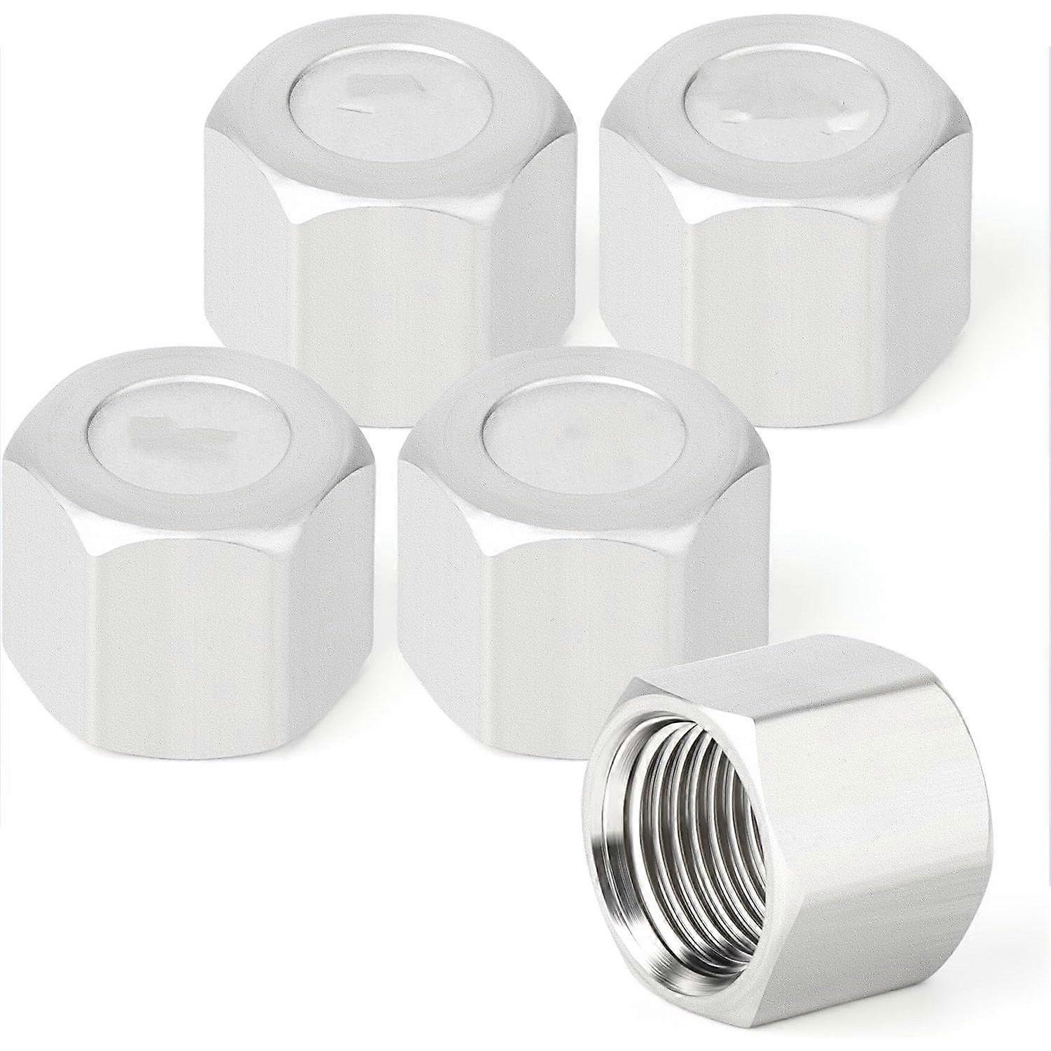 5-Piece Stainless Steel Cap Pipe Plug Socket Fitting, Internal Threaded Plug, 2.82*1.48cm, Silver
