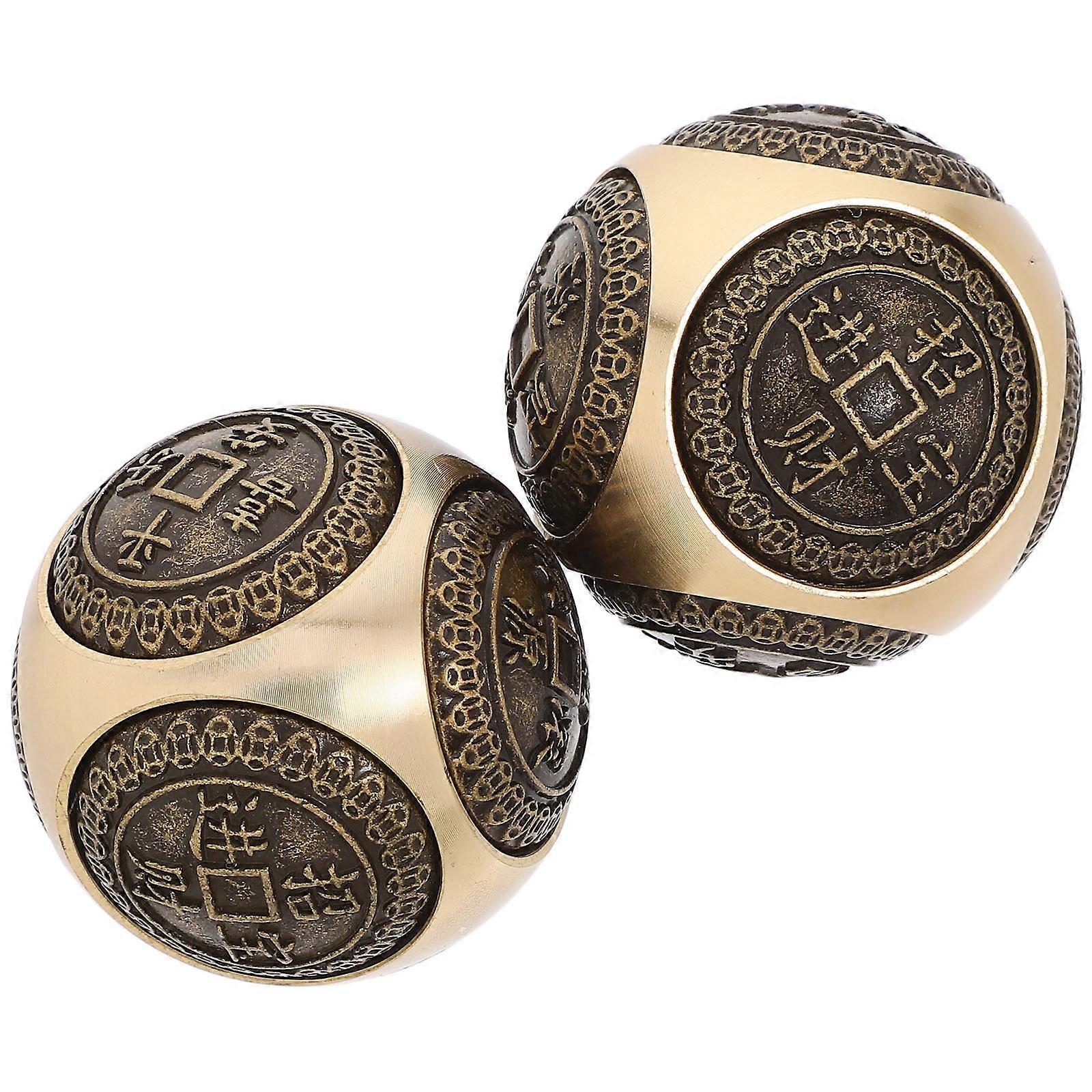 2Pcs Hand Exercise Balls Brass Baoding Balls for Stress Relief
