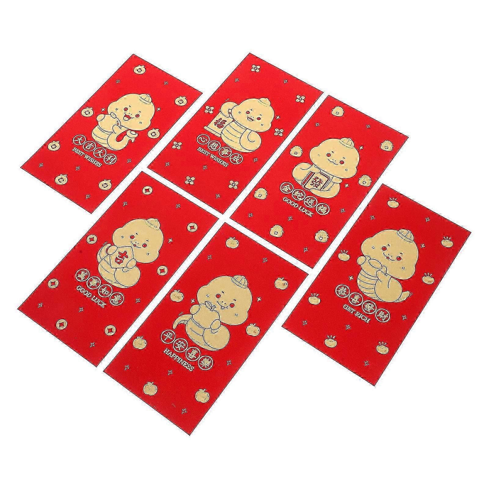 Decorative Envelopes Chinese New Year Decorations Red Envelopes Chinese Rectangular Shape Glittery Texture Versatile Use 12Pcs