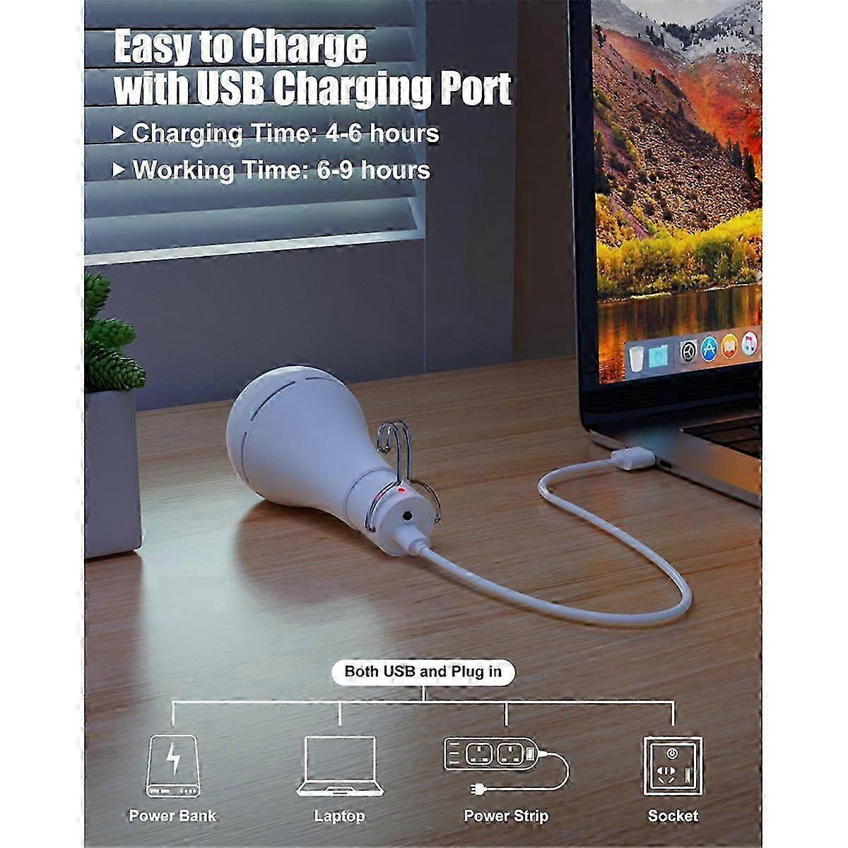 USB Rechargeable Emergency Light Bulb, 4-Pack