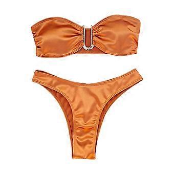 Sexy Bikini Swimwear Womens Biquini Bandeau Bikini Set Beach Outing Bikinis Thong Swimsuit Swiming Suits Beachwear orange