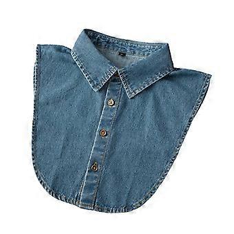 Women's Snowflake Denim Fake Collar, Detachable Blouse Collar with Button Design, Stylish Half False Shirt for Sweaters and Dresses