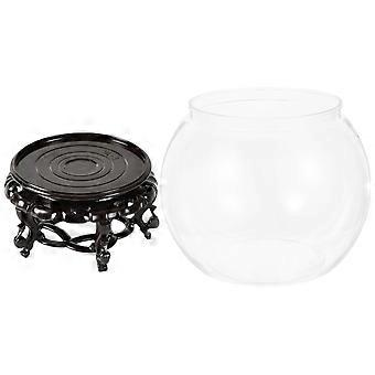 1 Set of Clear Fish Bowl Desktop Small Aquarium Desktop Tortoise Tank Desk Fish Tank with Base