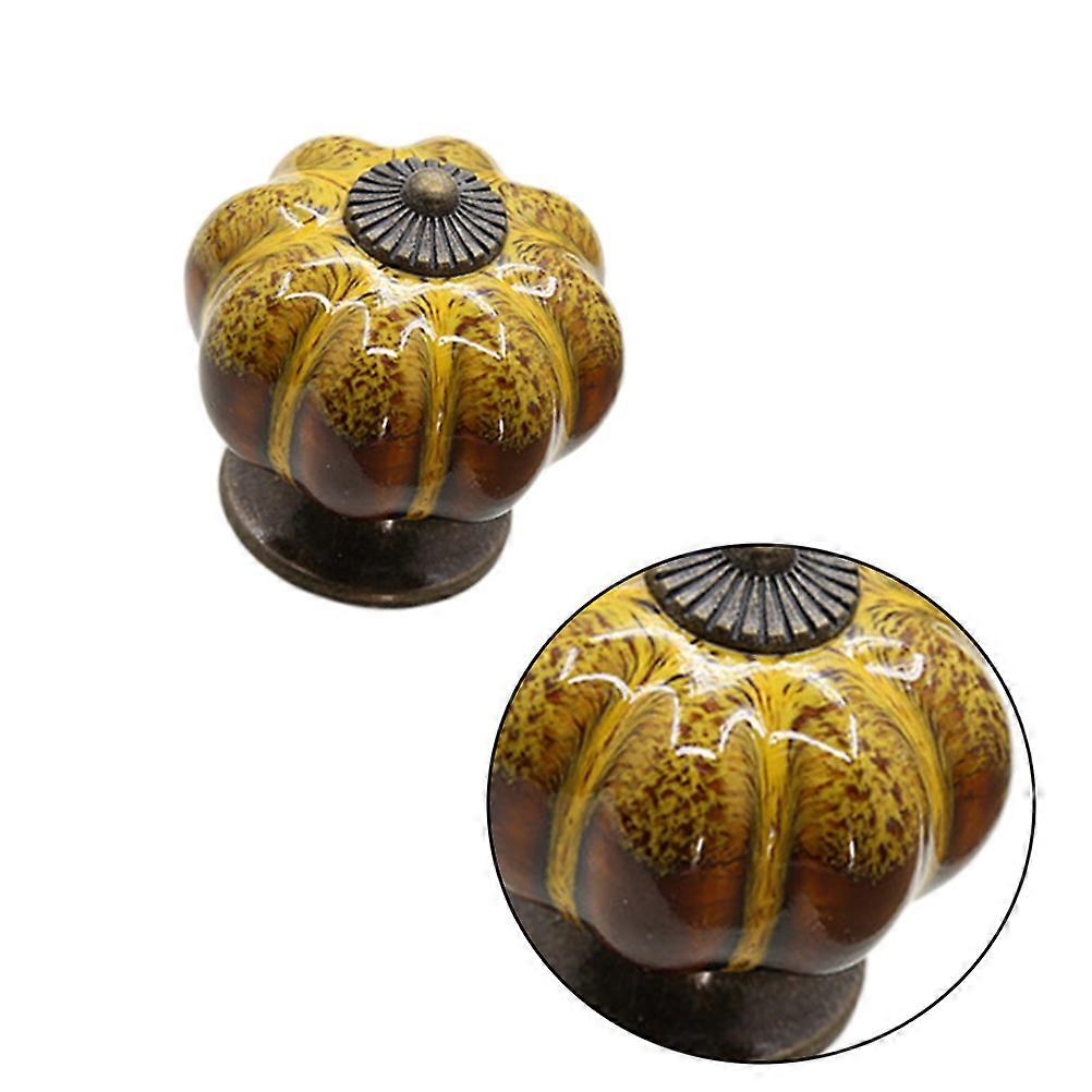 Ceramic Pumpkin Knobs Handle for Drawer 6Pcs Leopard Pattern Cabinet Hardware