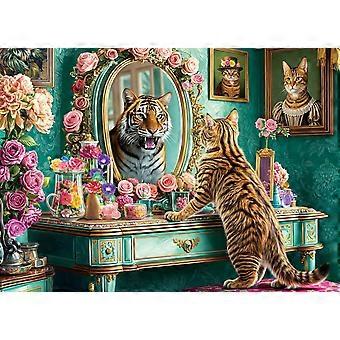 Jigsaw Puzzle for Adults -Mirror of Illusion Cat Meets Tiger Puzzle Jigsaw Puzzles Puzzles for Adults SQZ1021