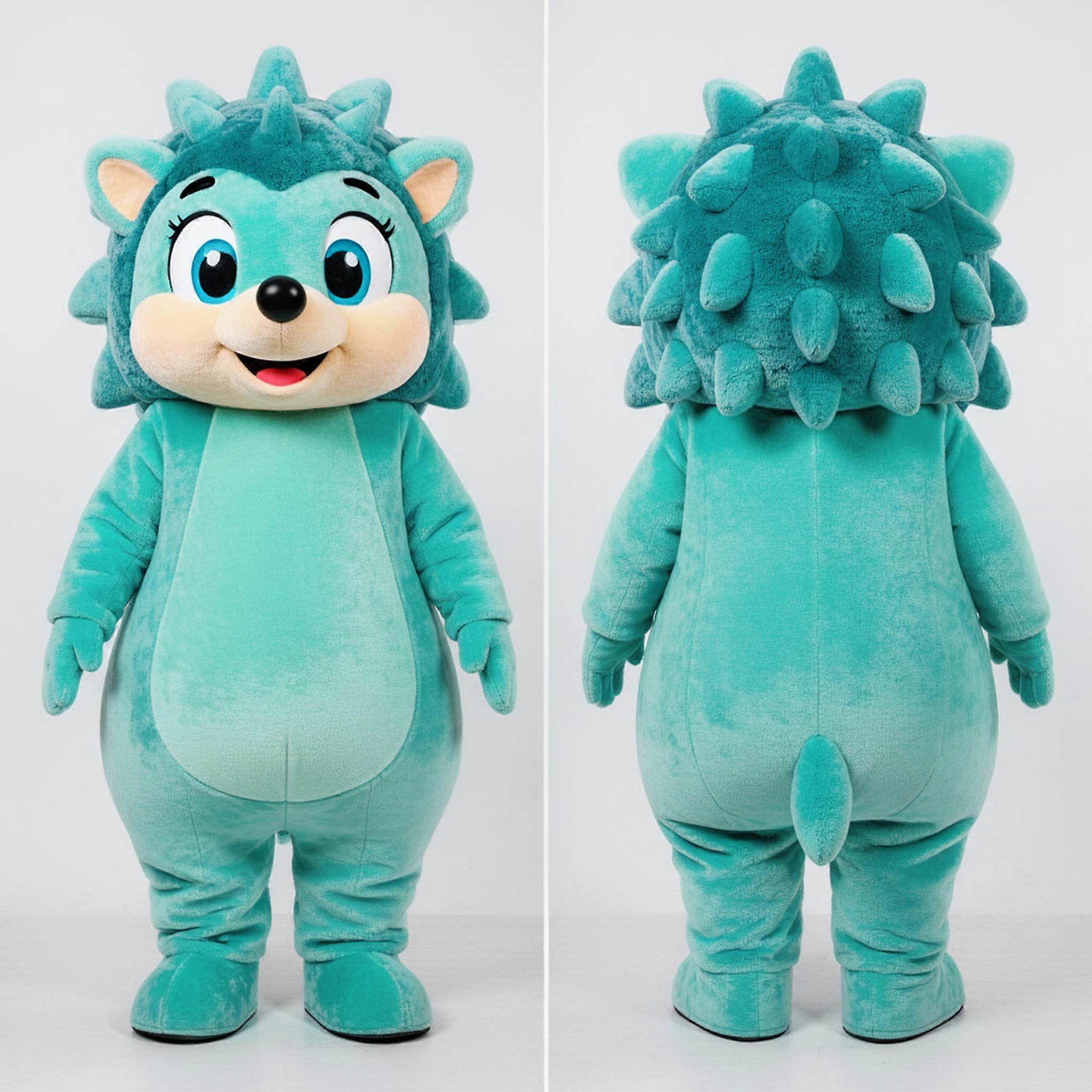 MASTICOT Turquoise Cartoon Hedgehog Mascot