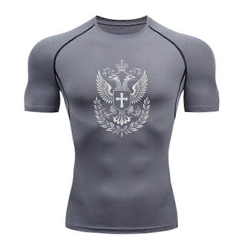 Men's Compression Workout T Shirt Double Head Eagle Cross Pr