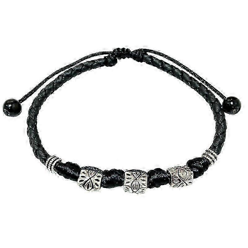 Handmade Adjustable Black Leather Anklet