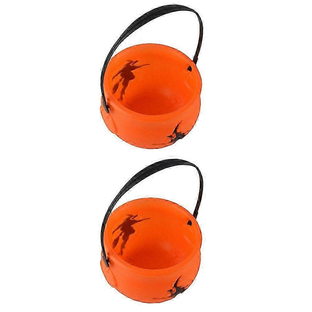 4Pcs Creative Halloween Handheld Bucket Orange Candy Container
