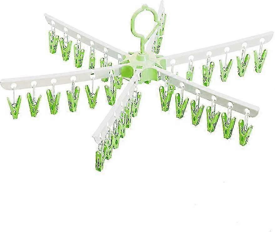 With 36 Clips Plastic Portable Folding Drying Rack (Green)