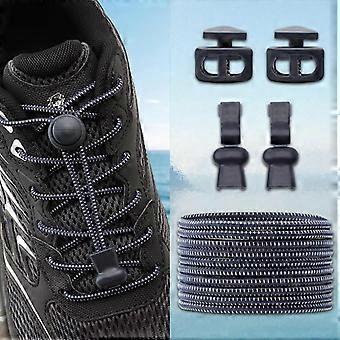 Elastic No Tie Shoelaces with Lock Buckle Round Stretchy Shoestrings for Kids Adults Sneakers Lazy Quick Laces for Sports Runn